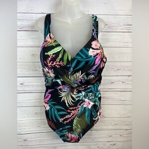 Terra & Sky WOMENS PLUS 4X Swim Suite Floral Molded Cups Underwire